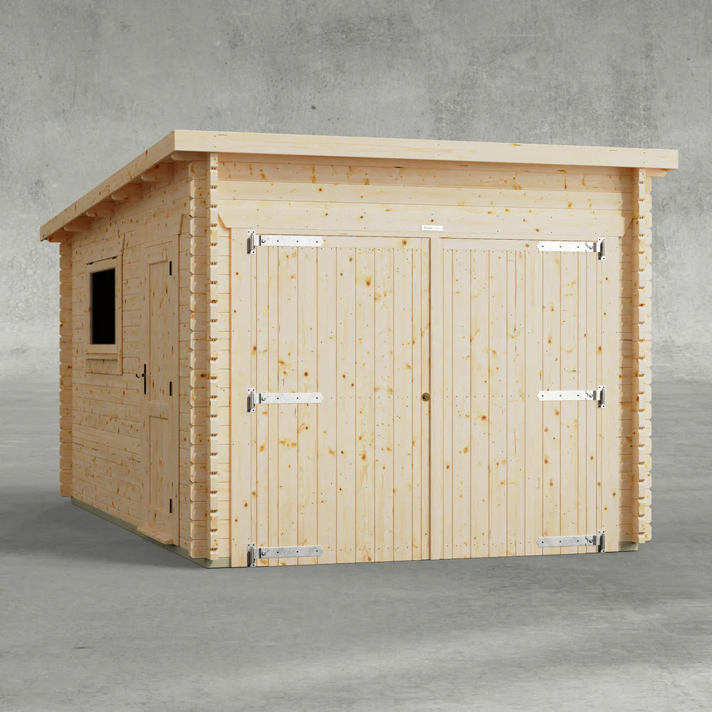 Pent Garage Log Cabin - 44mm