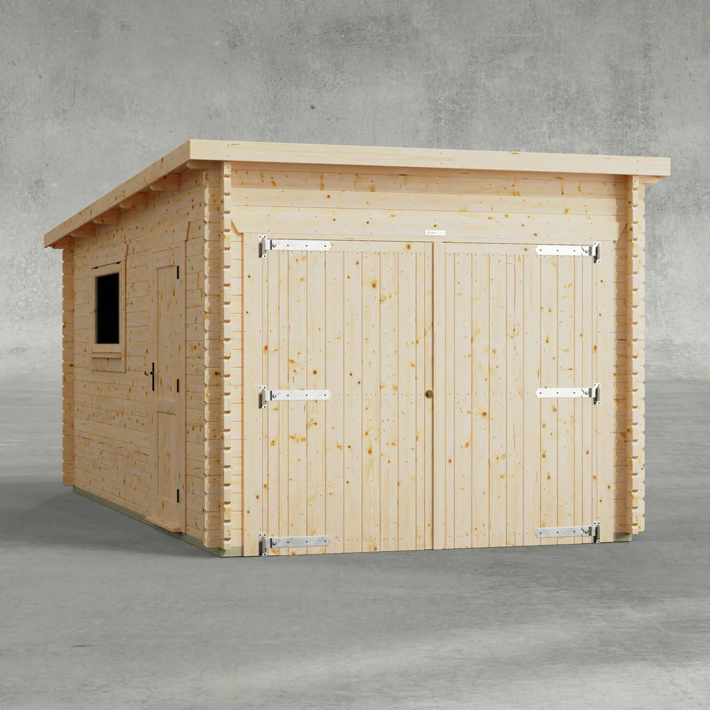 Pent Garage Log Cabin - 44mm