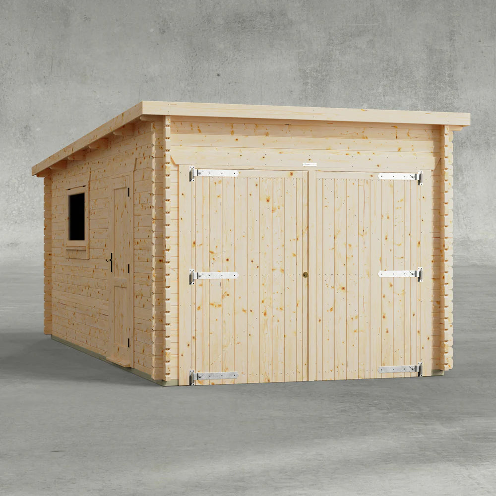 Pent Garage Log Cabin - 44mm