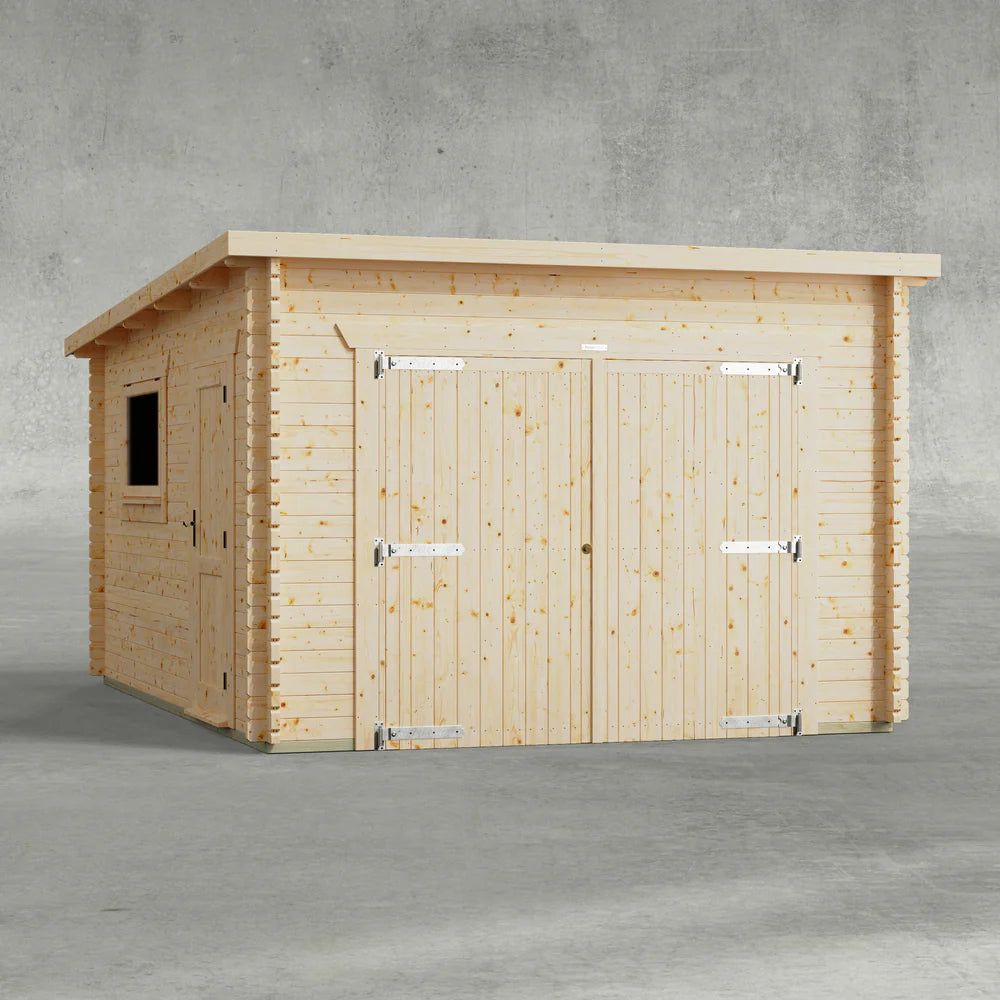 Pent Garage Log Cabin - 44mm