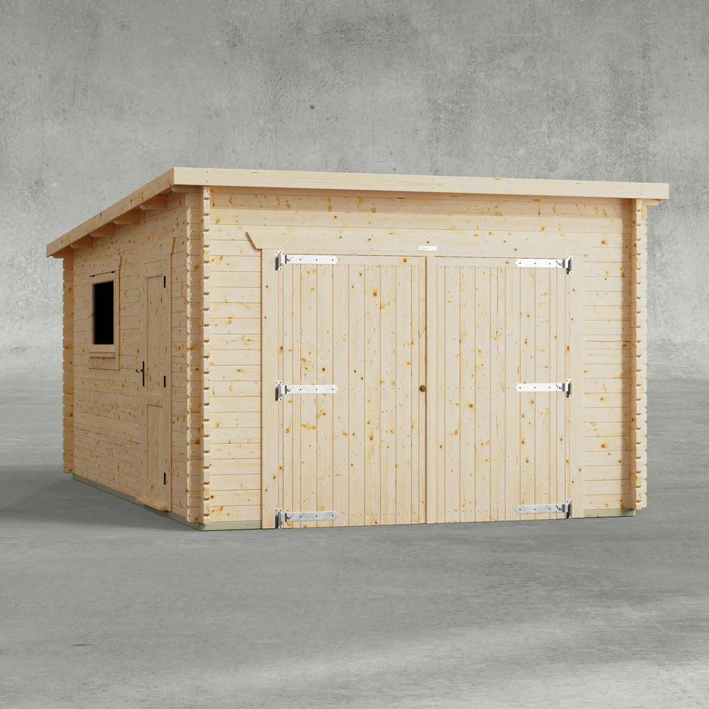 Pent Garage Log Cabin - 44mm