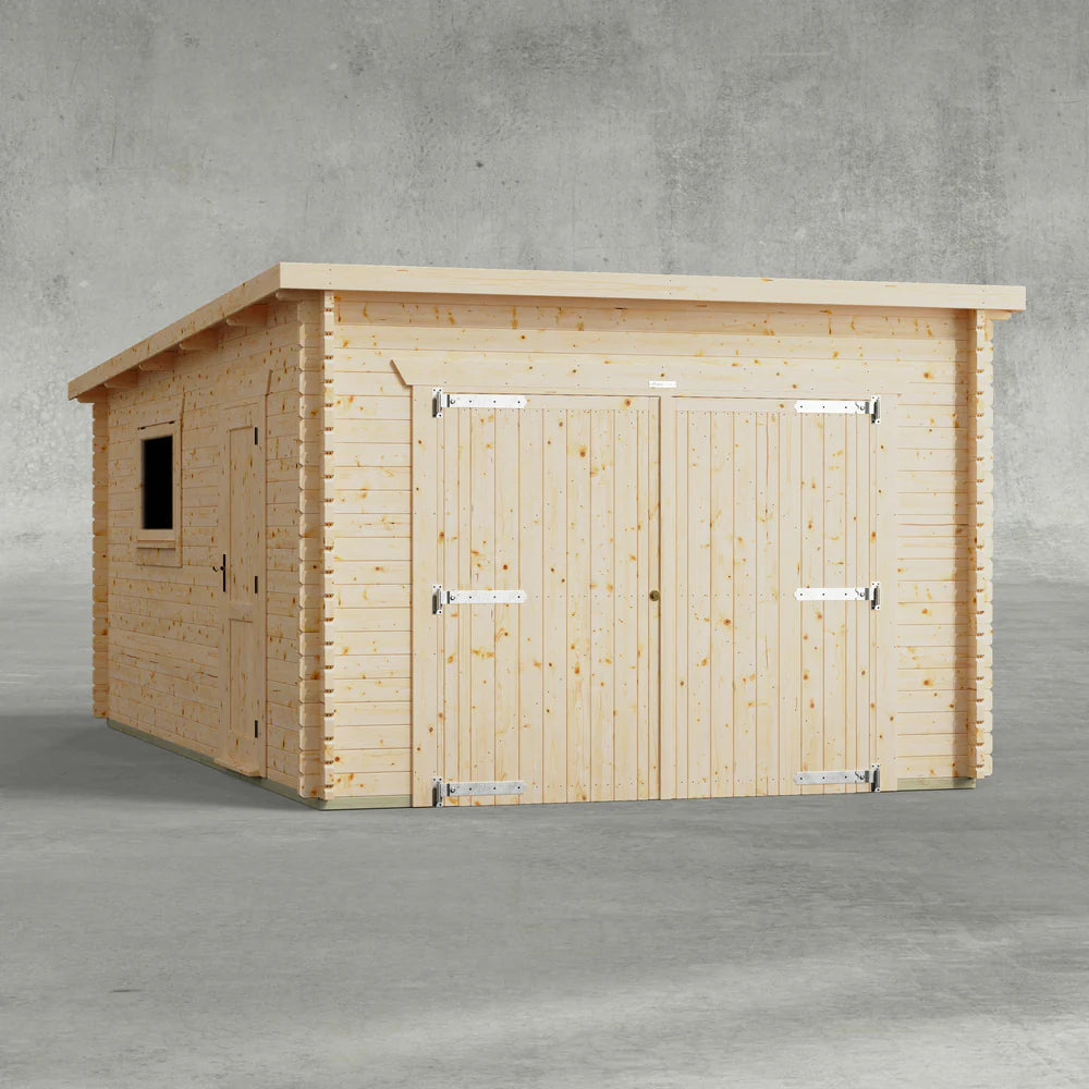 Pent Garage Log Cabin - 44mm