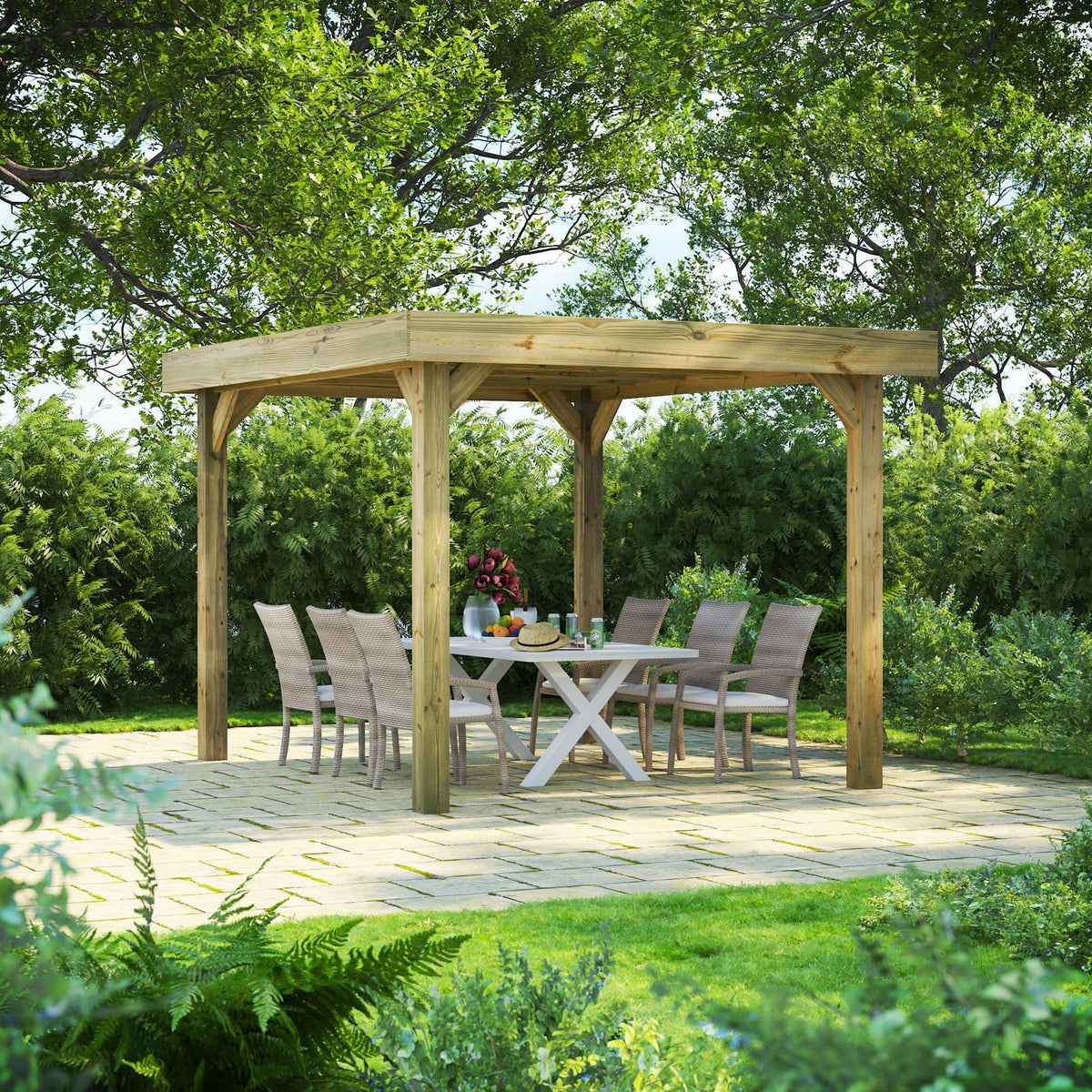 Flat Roof Garden Gazebo – Modern Timber Gazebo