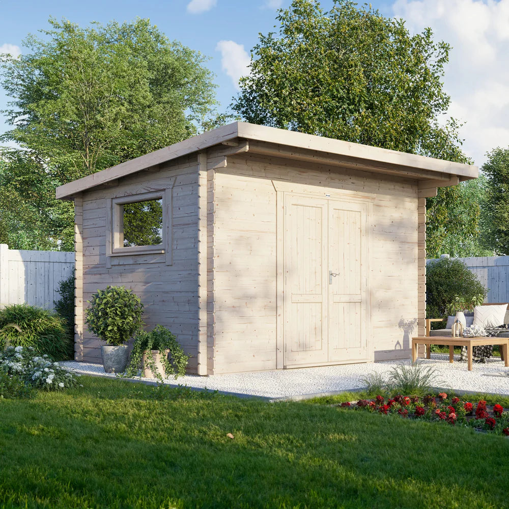 Power Pent Workshop Log Cabin - 28mm