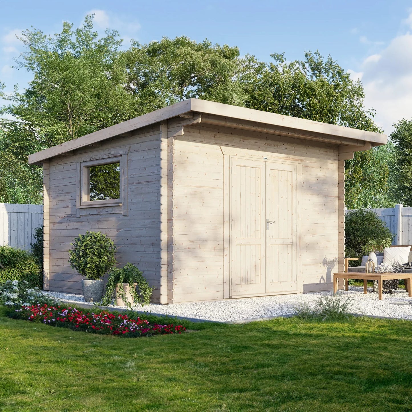 Power Pent Workshop Log Cabin - 28mm