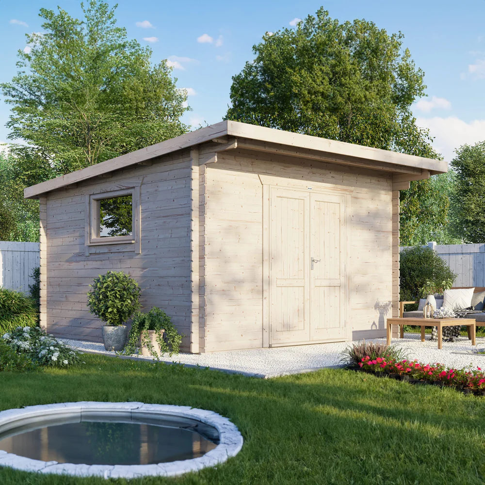 Power Pent Workshop Log Cabin - 28mm