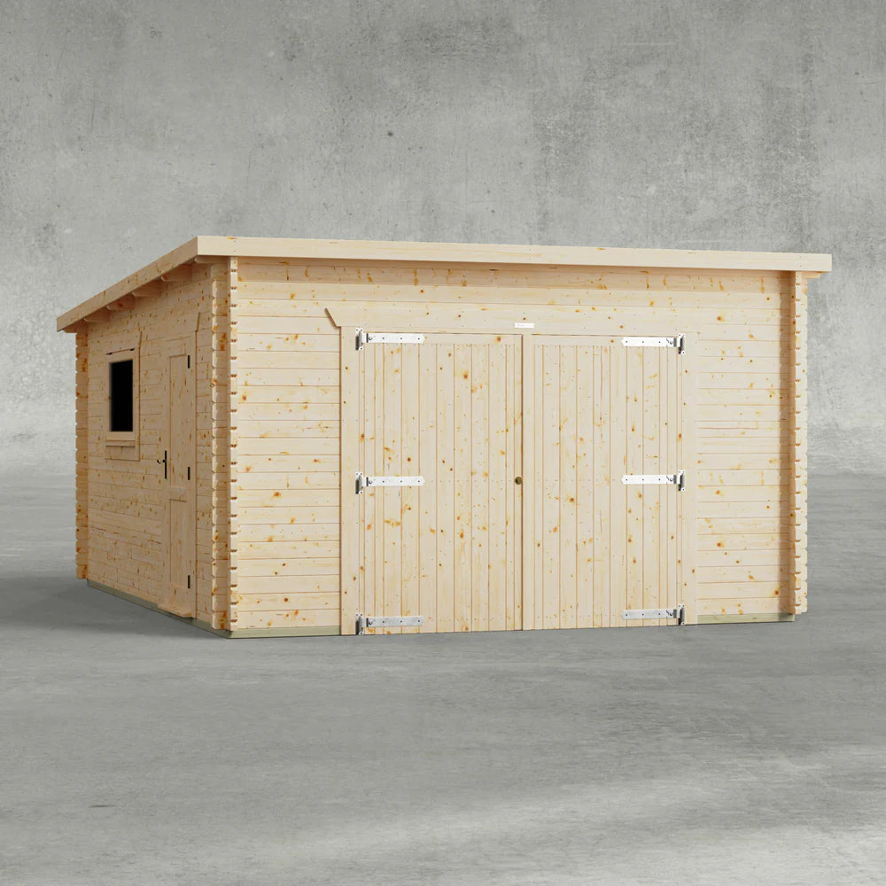 Pent Garage Log Cabin - 44mm