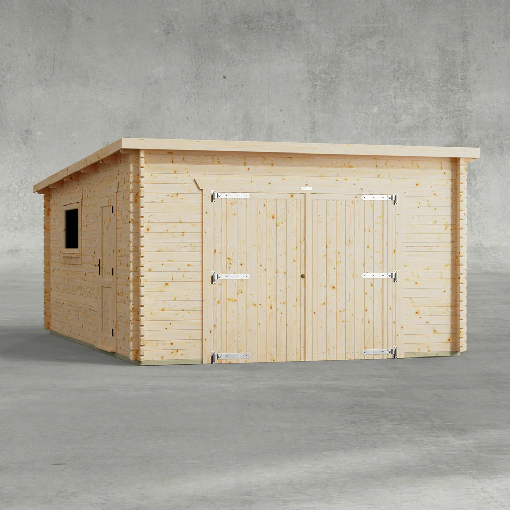 Pent Garage Log Cabin - 44mm