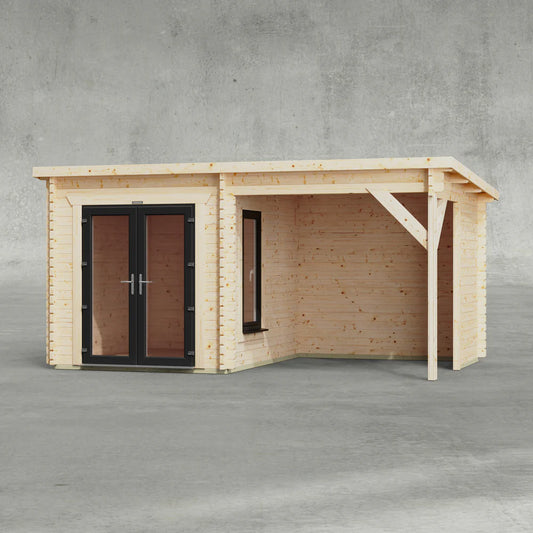 Pent Canopy Log Cabin - 44mm