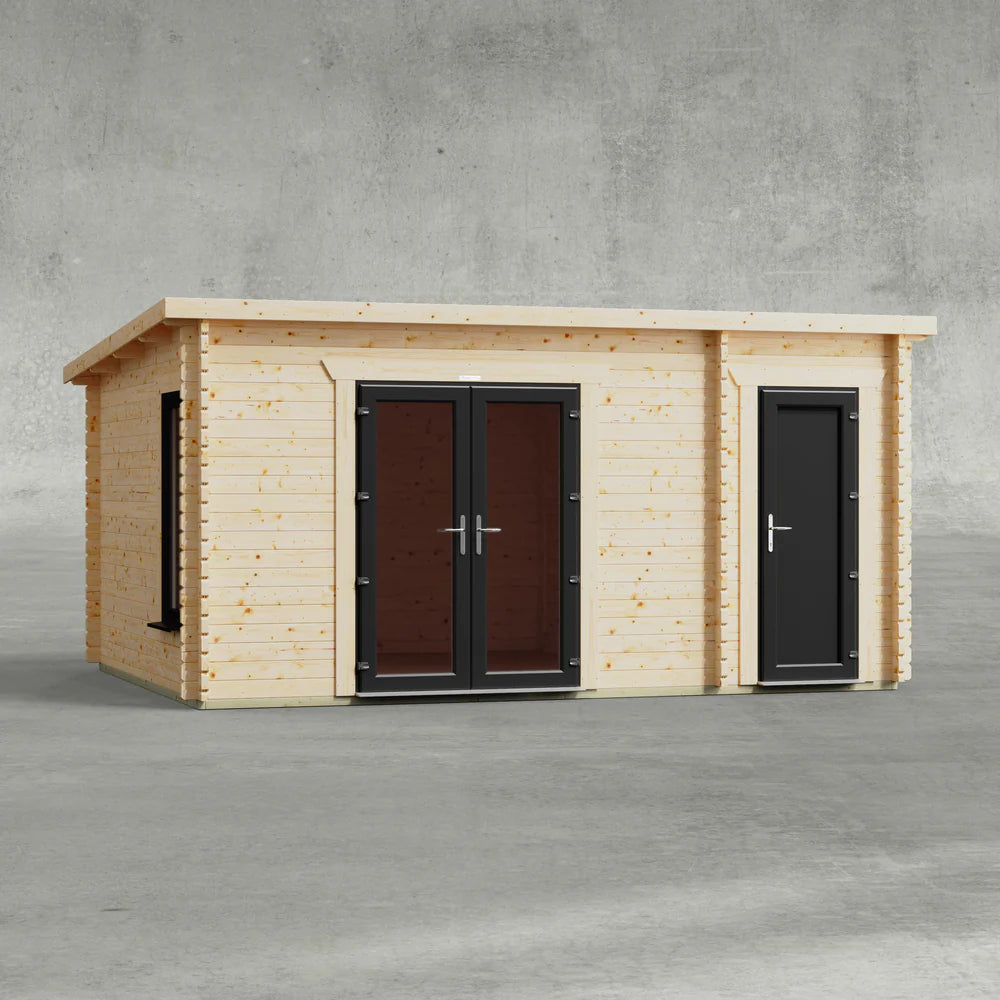 Pent Combi Log Cabin - 44mm