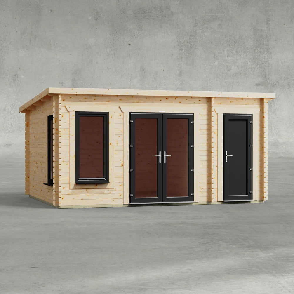 Pent Combi Log Cabin - 44mm