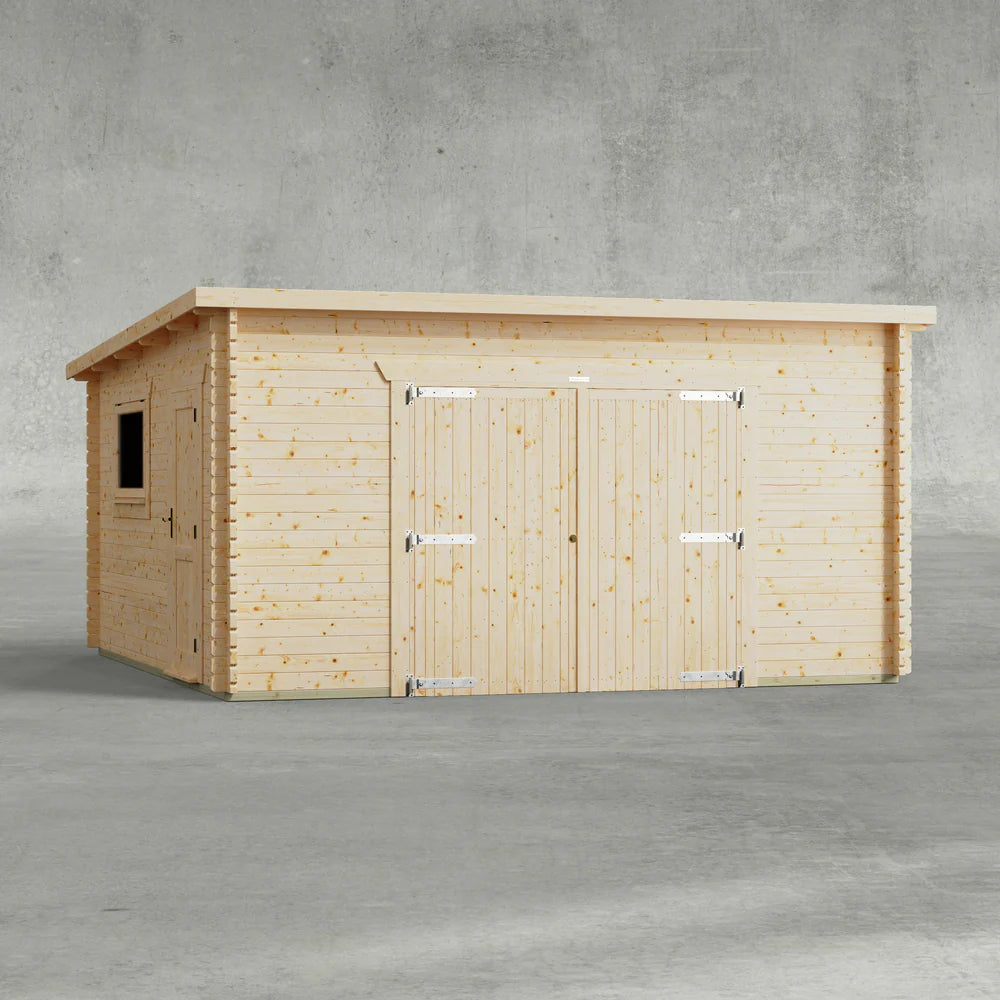 Pent Garage Log Cabin - 44mm