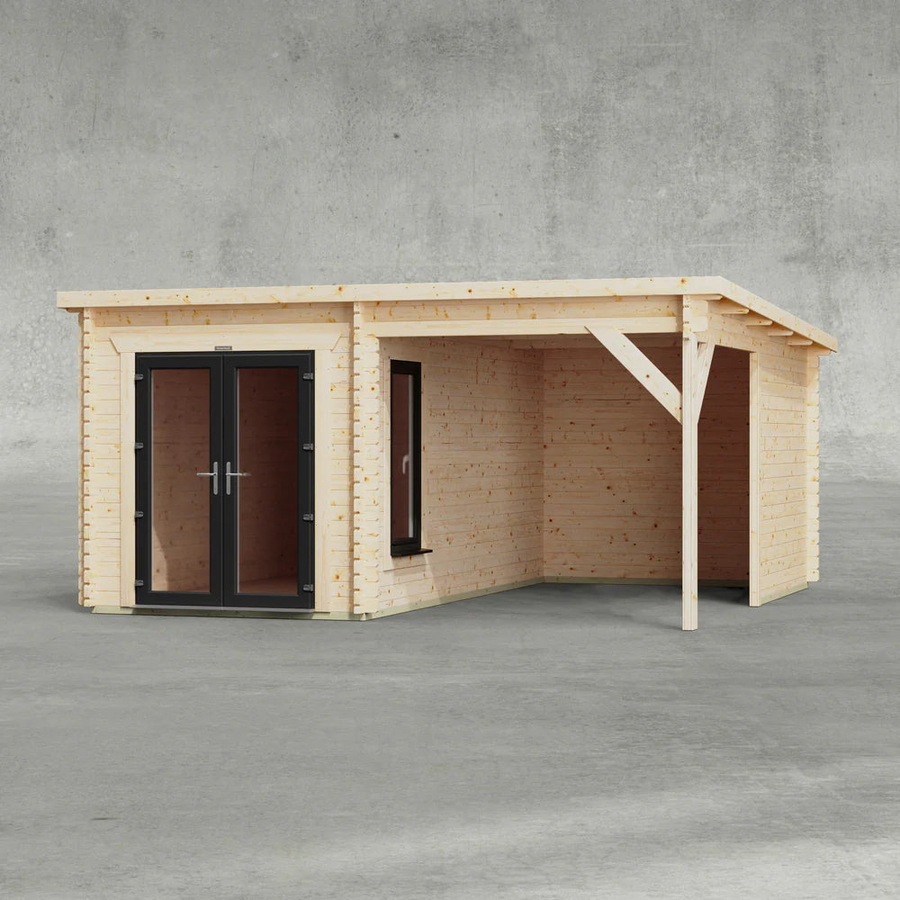Pent Canopy Log Cabin - 44mm