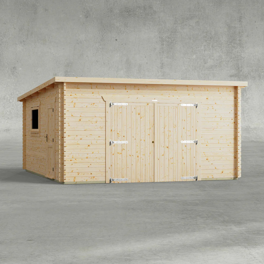 Pent Garage Log Cabin - 44mm