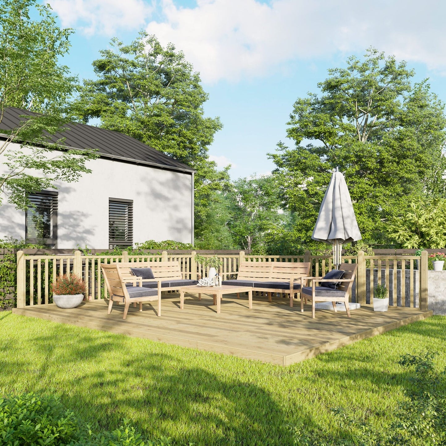 Decking Kit with Handrails on Two Sides