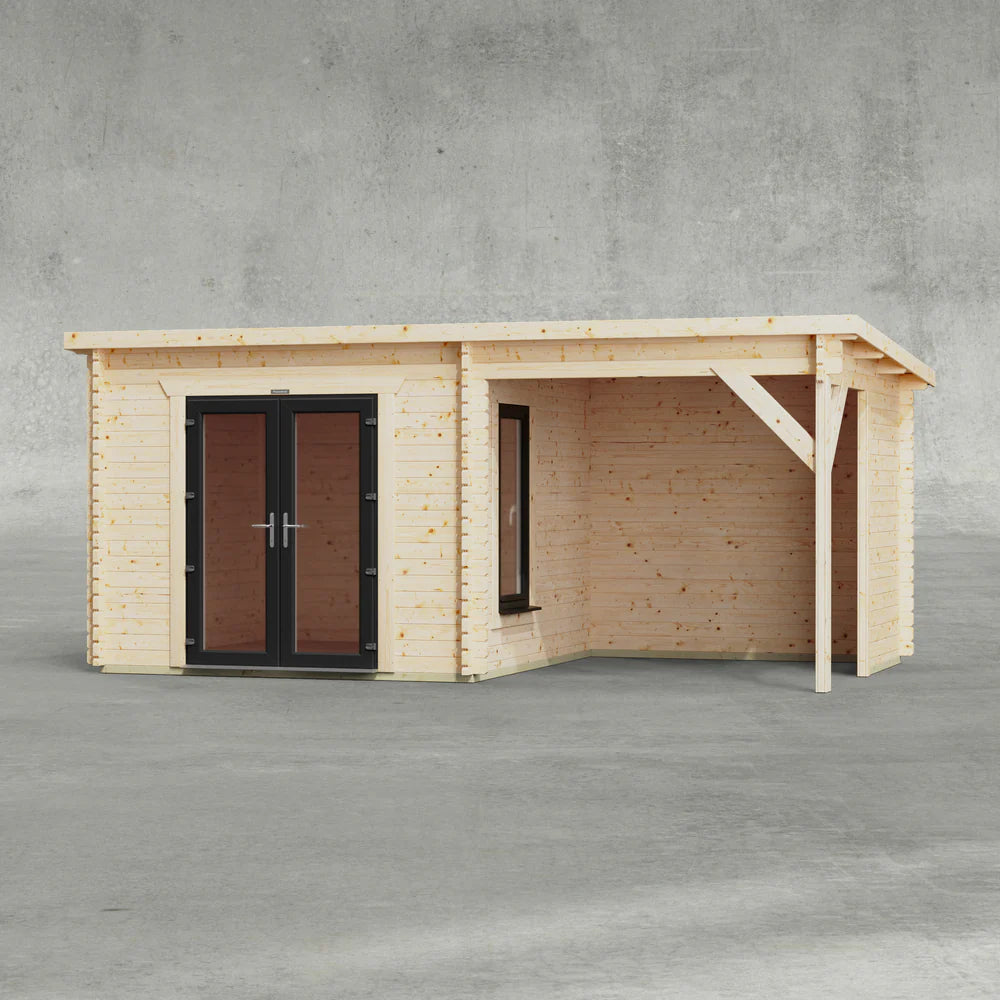 Pent Canopy Log Cabin - 44mm