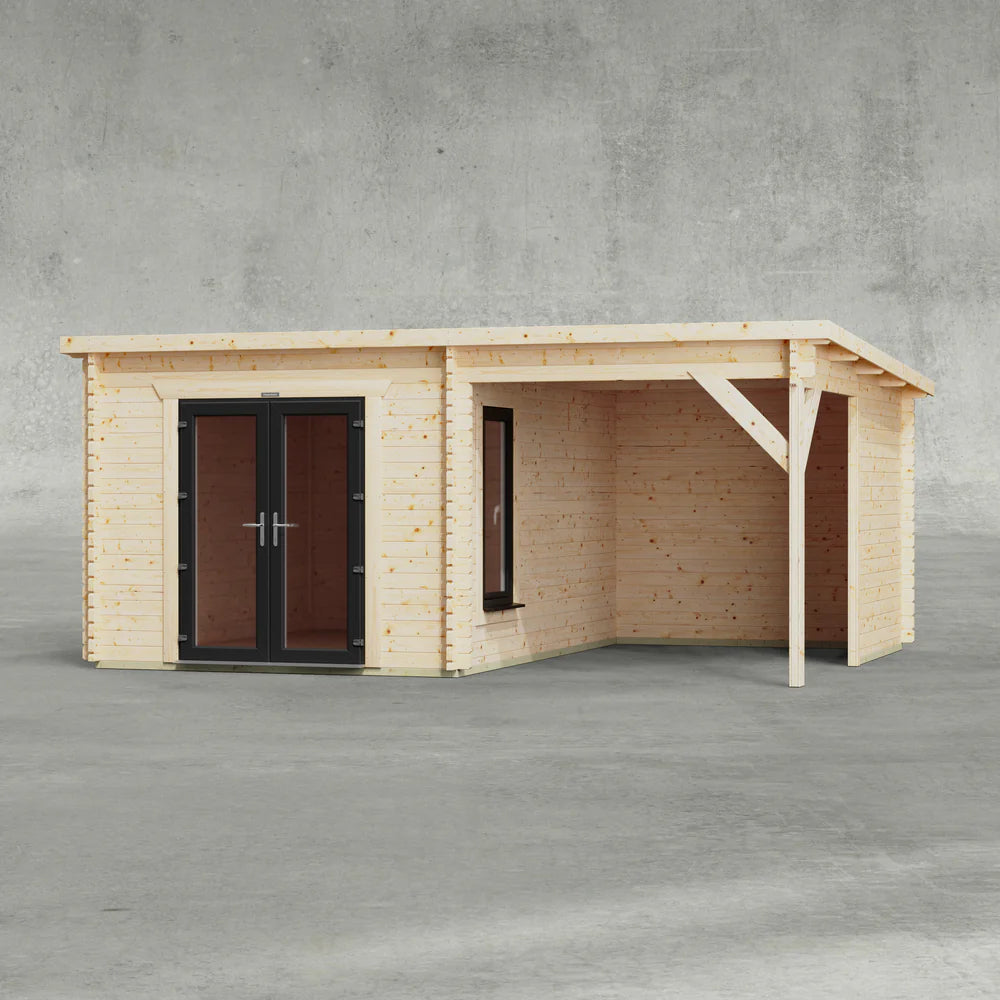 Pent Canopy Log Cabin - 44mm