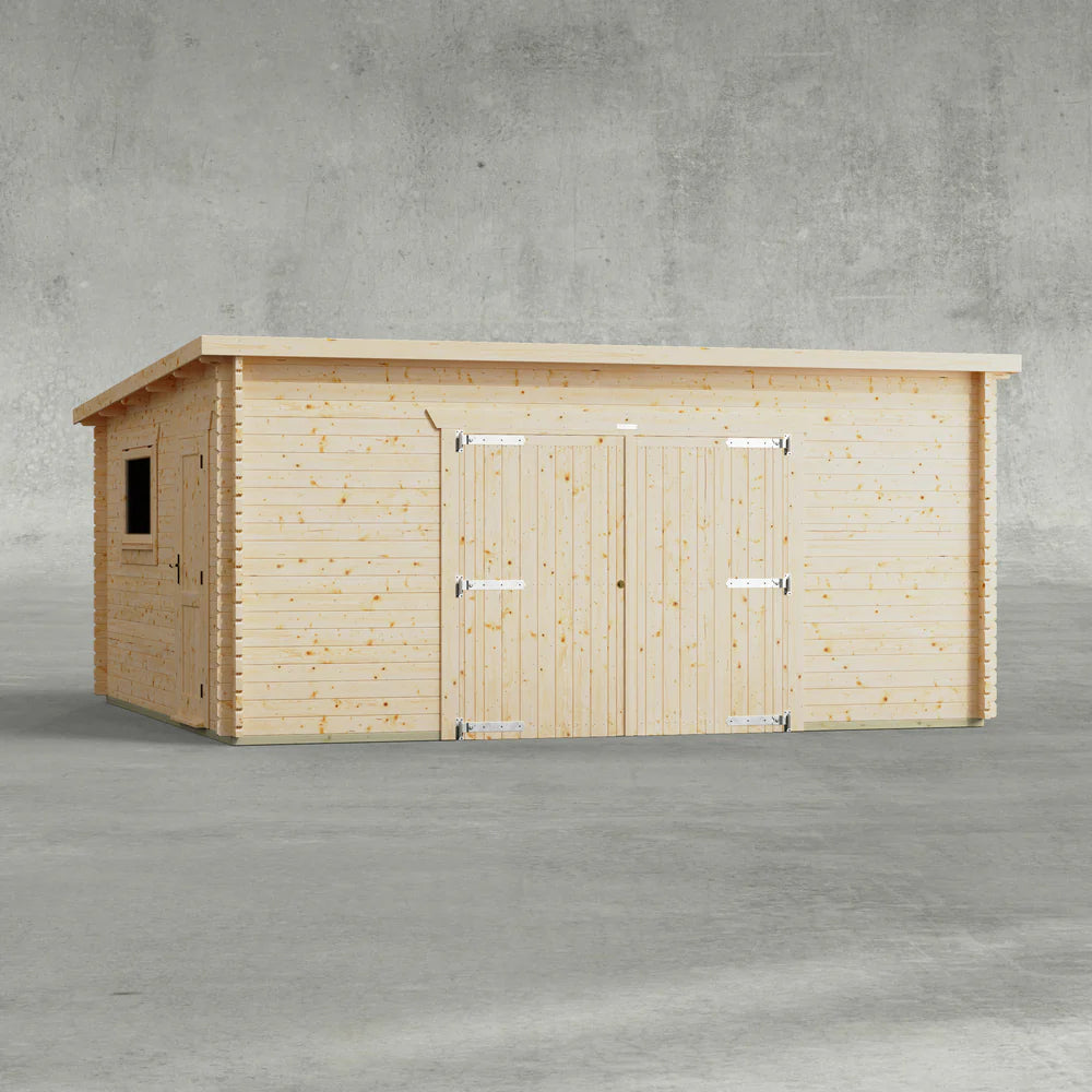 Pent Garage Log Cabin - 44mm