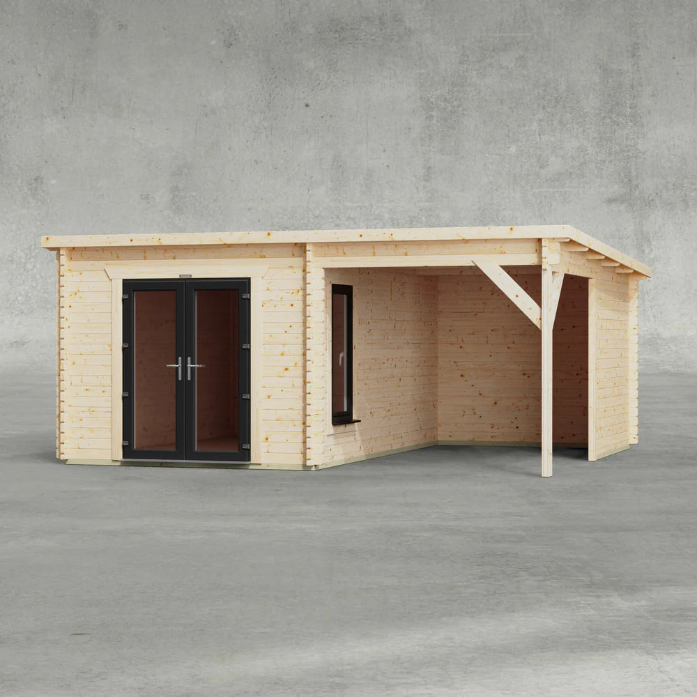 Pent Canopy Log Cabin - 44mm
