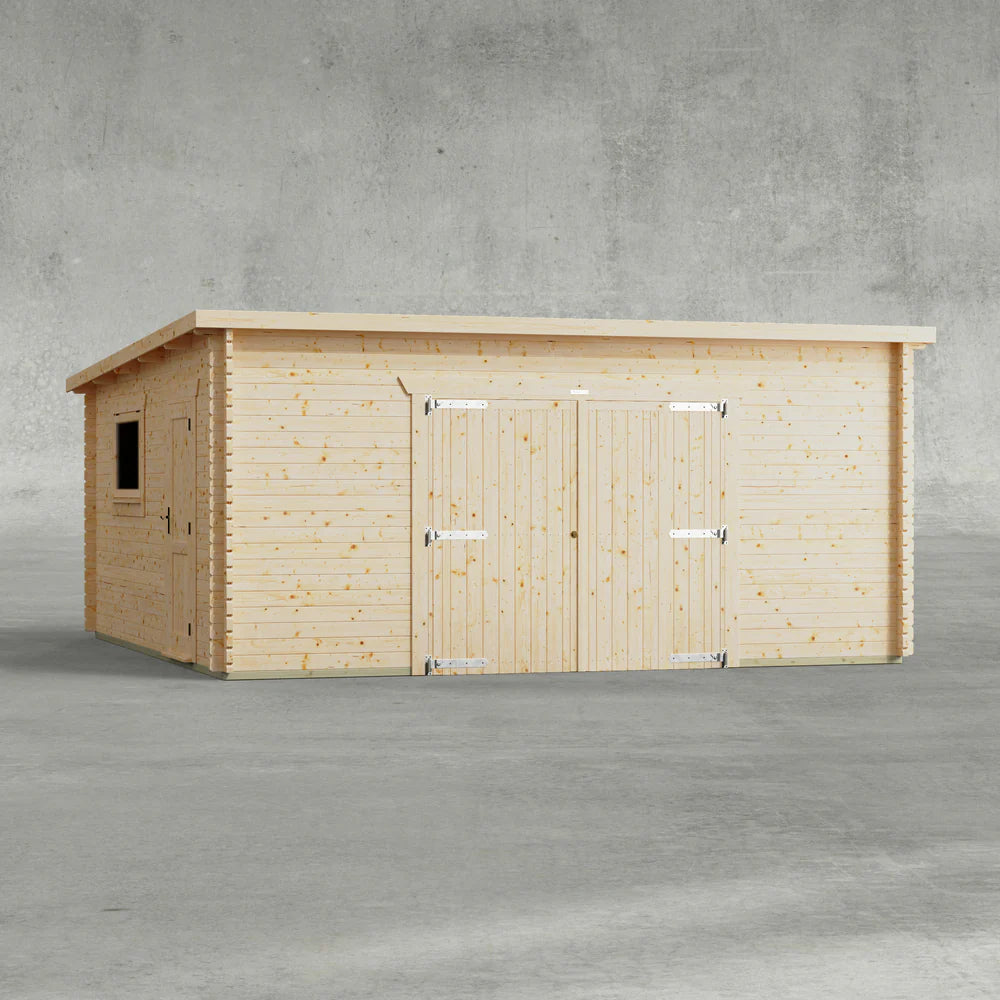Pent Garage Log Cabin - 44mm