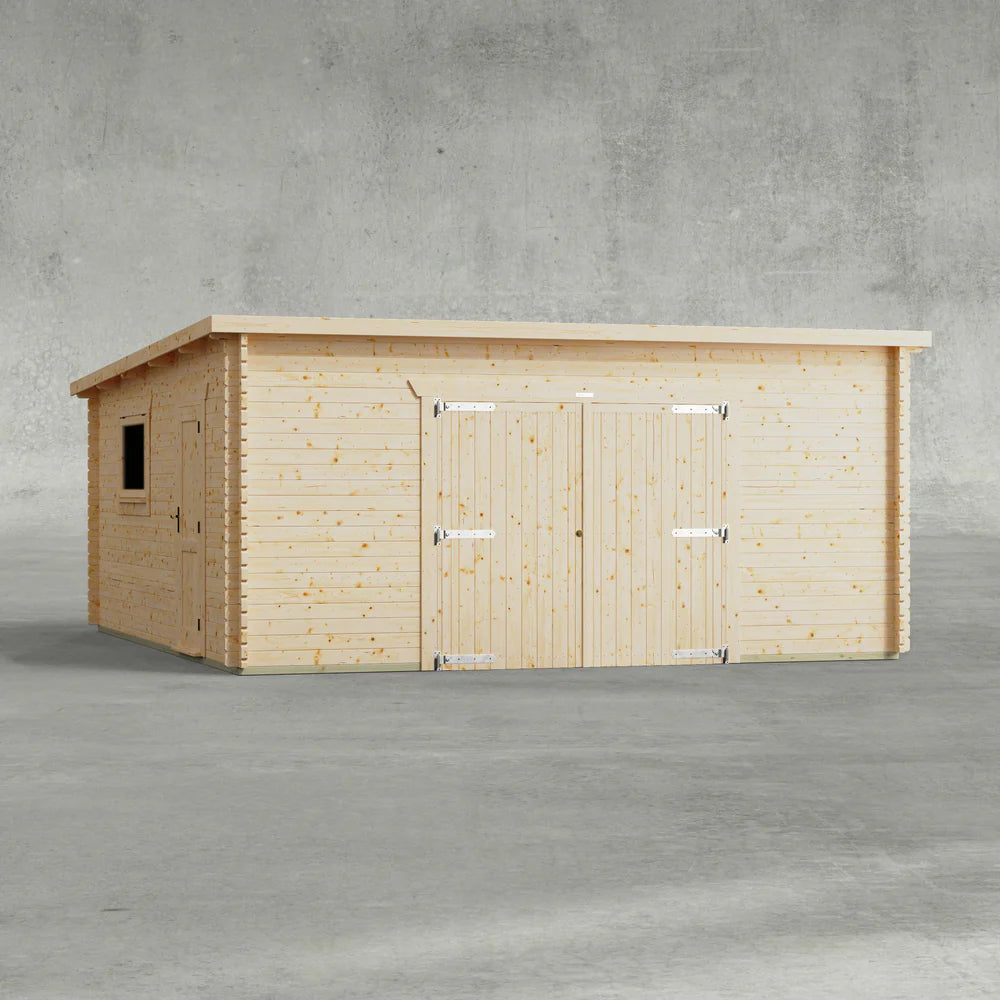 Apex Double Garage Log Cabin - 44mm