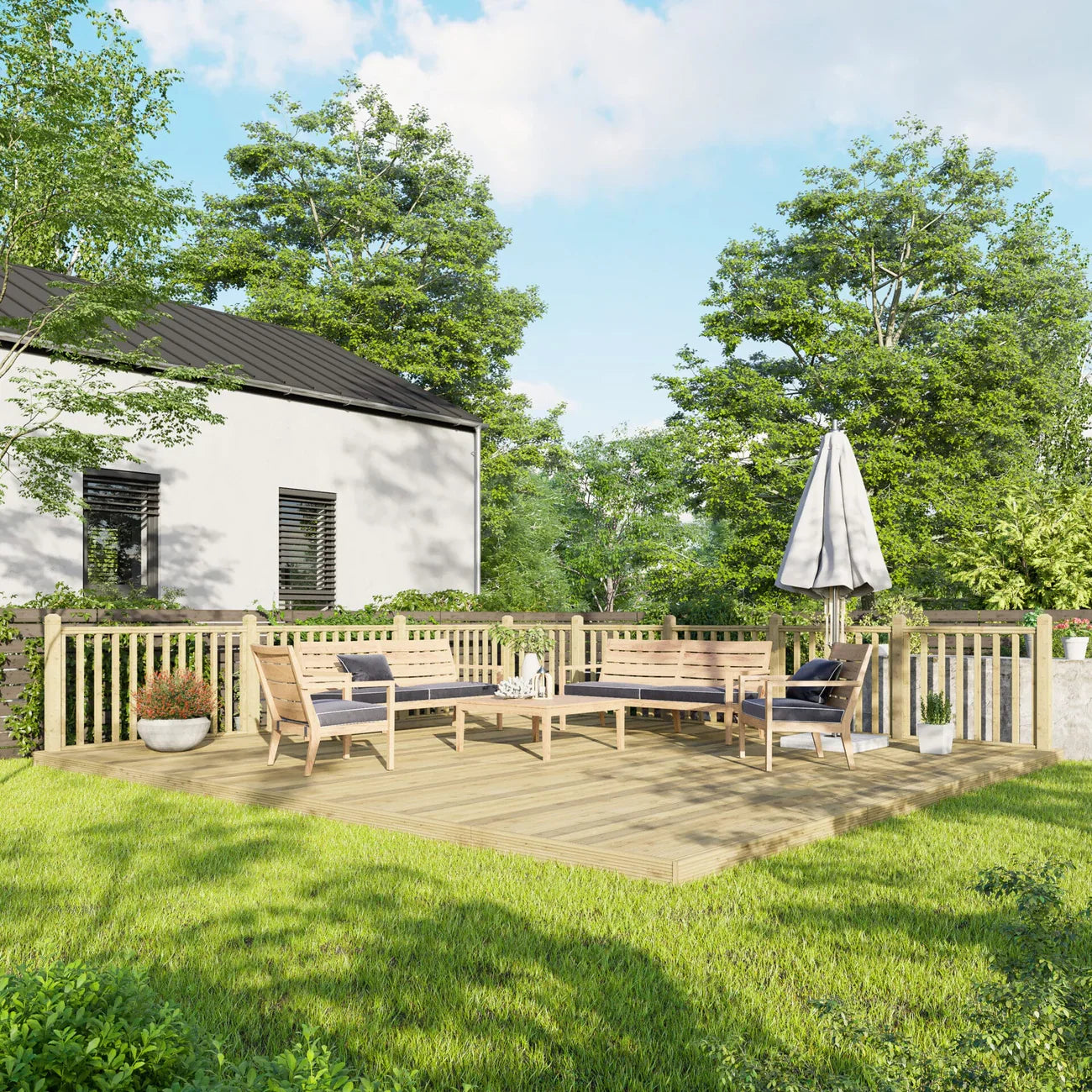 Powersheds Decking Kits - Handrails on Two Sides