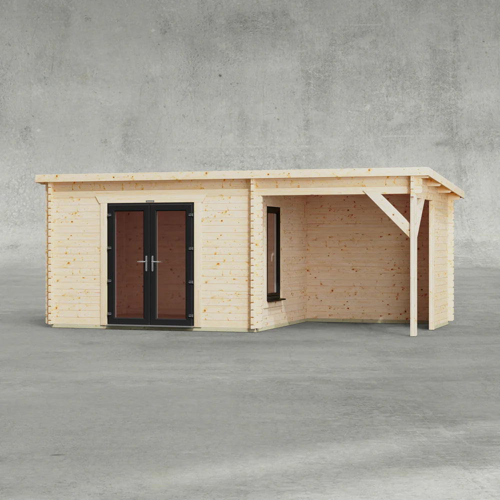 Pent Canopy Log Cabin - 44mm