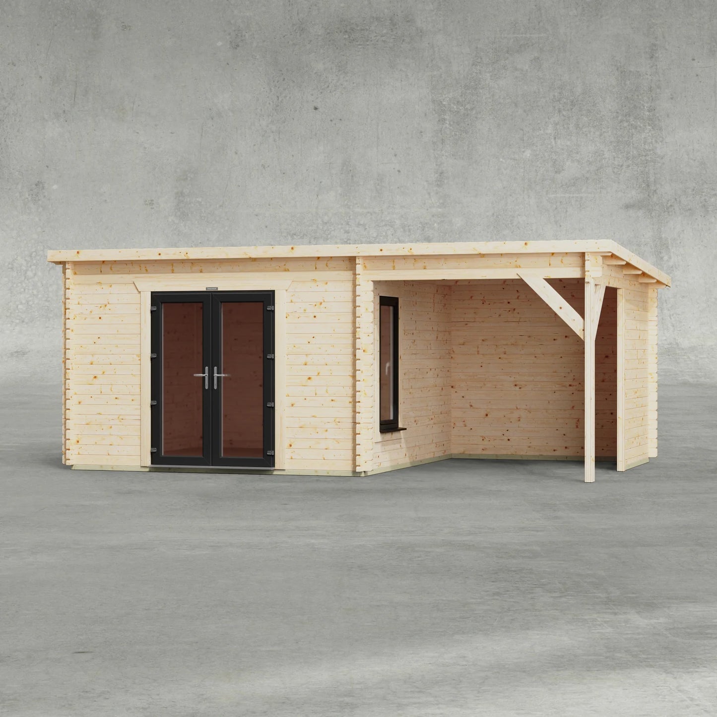 Pent Canopy Log Cabin - 44mm