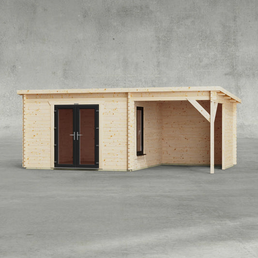 Pent Canopy Log Cabin - 44mm