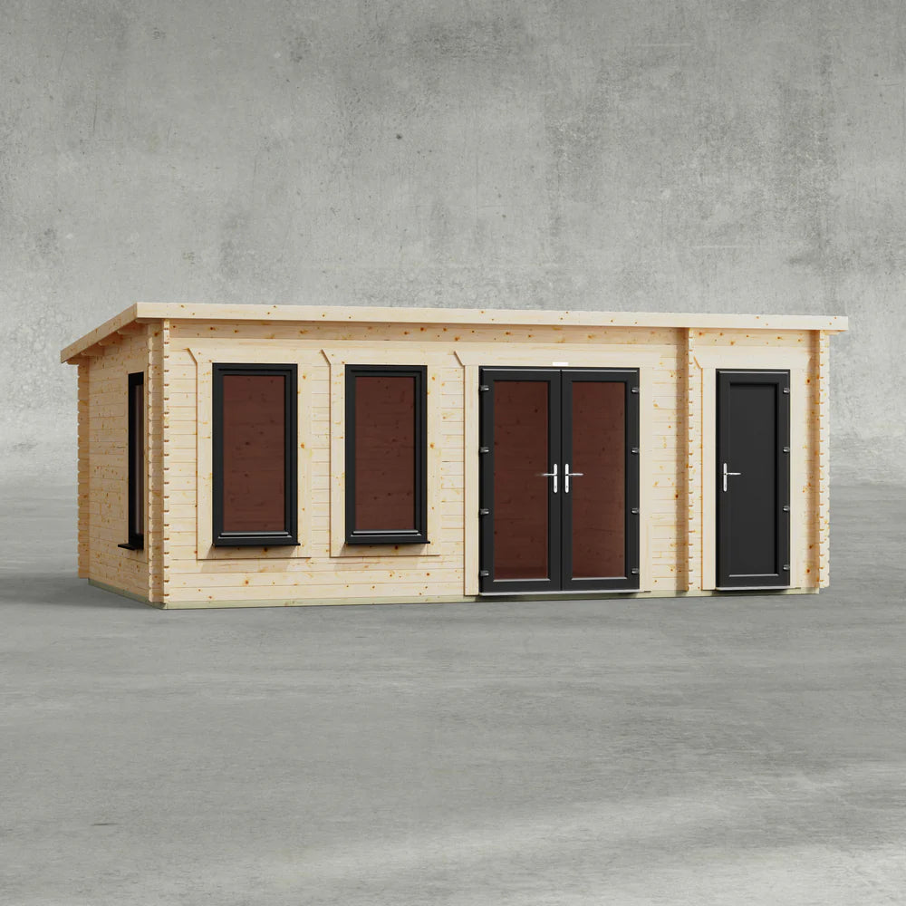 Pent Combi Log Cabin - 44mm