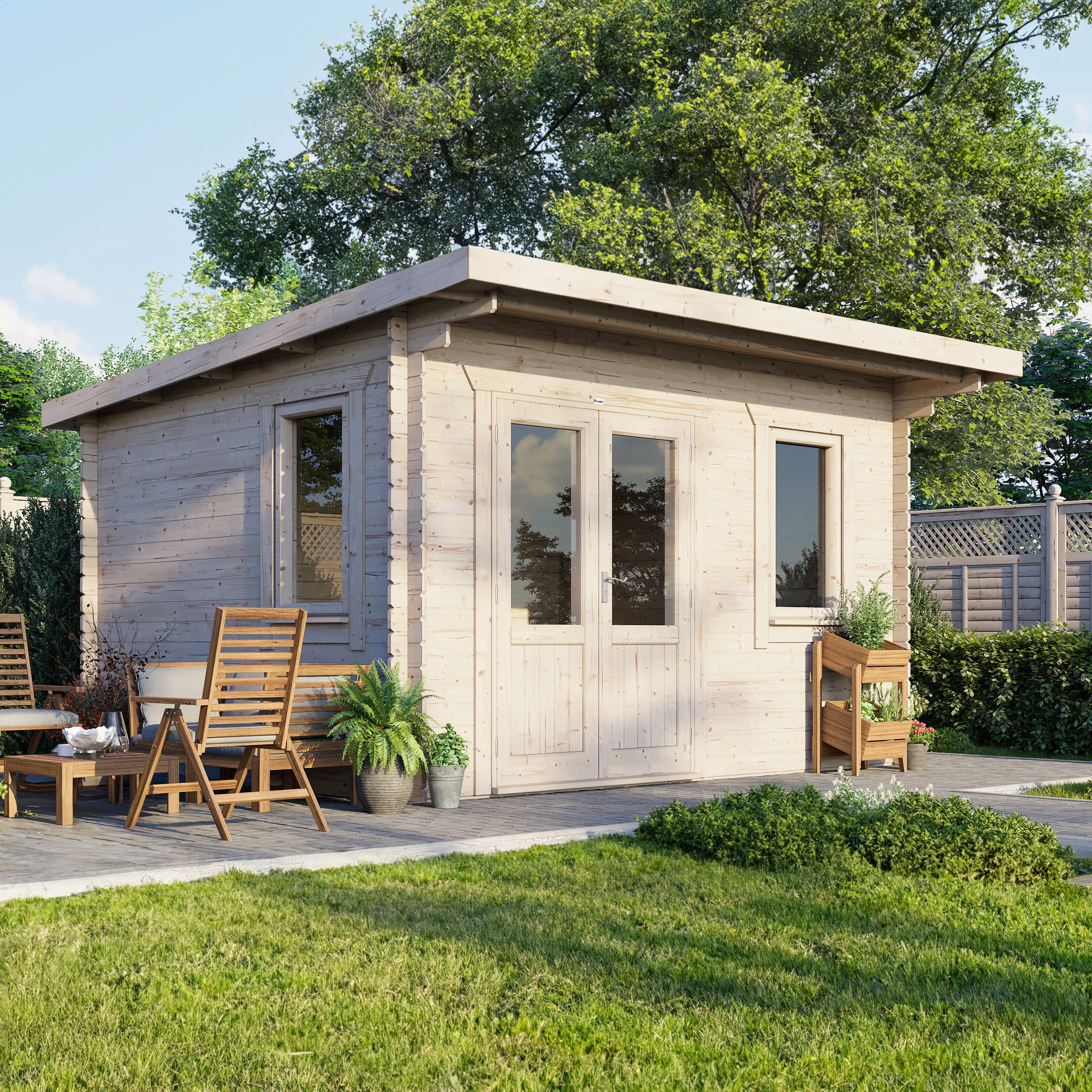 Power Pent Log Cabin - 28mm